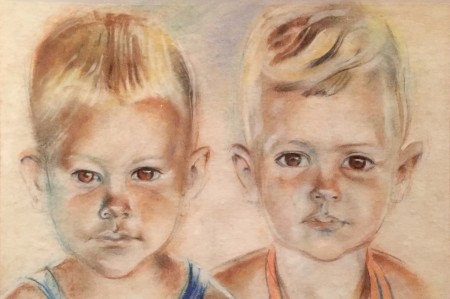 Bep Rietveld - Dick en Riemt Legger in Jappenkamp, 1945