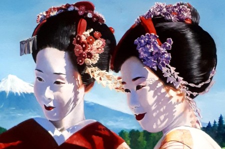 Henk Groote (1947) Geisha’s  Olieverf op doek; 90 x 70 cm Collectie Groote