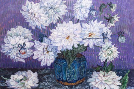 Jakob Nieweg (1877-1955) Dahlia’s in gemberpot, 1917 Olieverf op doek; 51 x 57 cm Collectie Museum Flehite