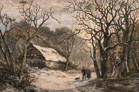 Barend Hendrik Koekkoek(1849- voor 1909), Winterlandschap, olieverf op paneel, bruikleen B.C. Koekkoek Huis, Kleef
