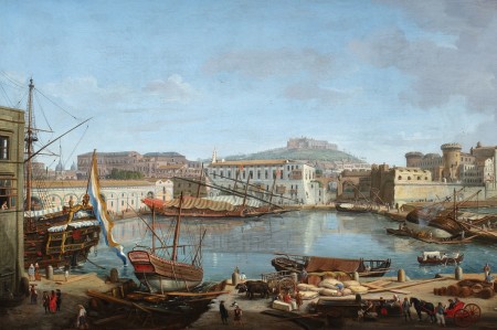 Caspar van Wittel, Zicht op de Darsena in Napels, 1714, 55 x 108 cm, olieverf op canvas, collectie Museum Flehite. Foto: Ruben de Heer