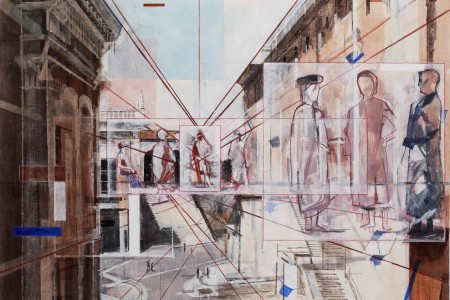 Wessel Huisman, In the Footsteps of Piero, acrylic on canvas, 180 x 140, 2022